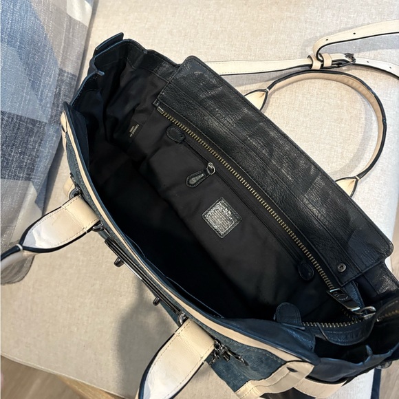 Coach Denim Swagger With Chalk White Leather Trim Satchel - Picture 12 of 13